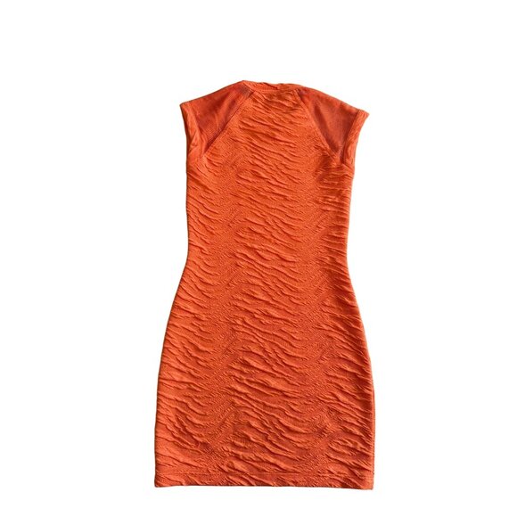 CUT BY YIGAL AZROEL Orange Patterned Stretch Mini Dress Sz XS - Picture 3 of 9